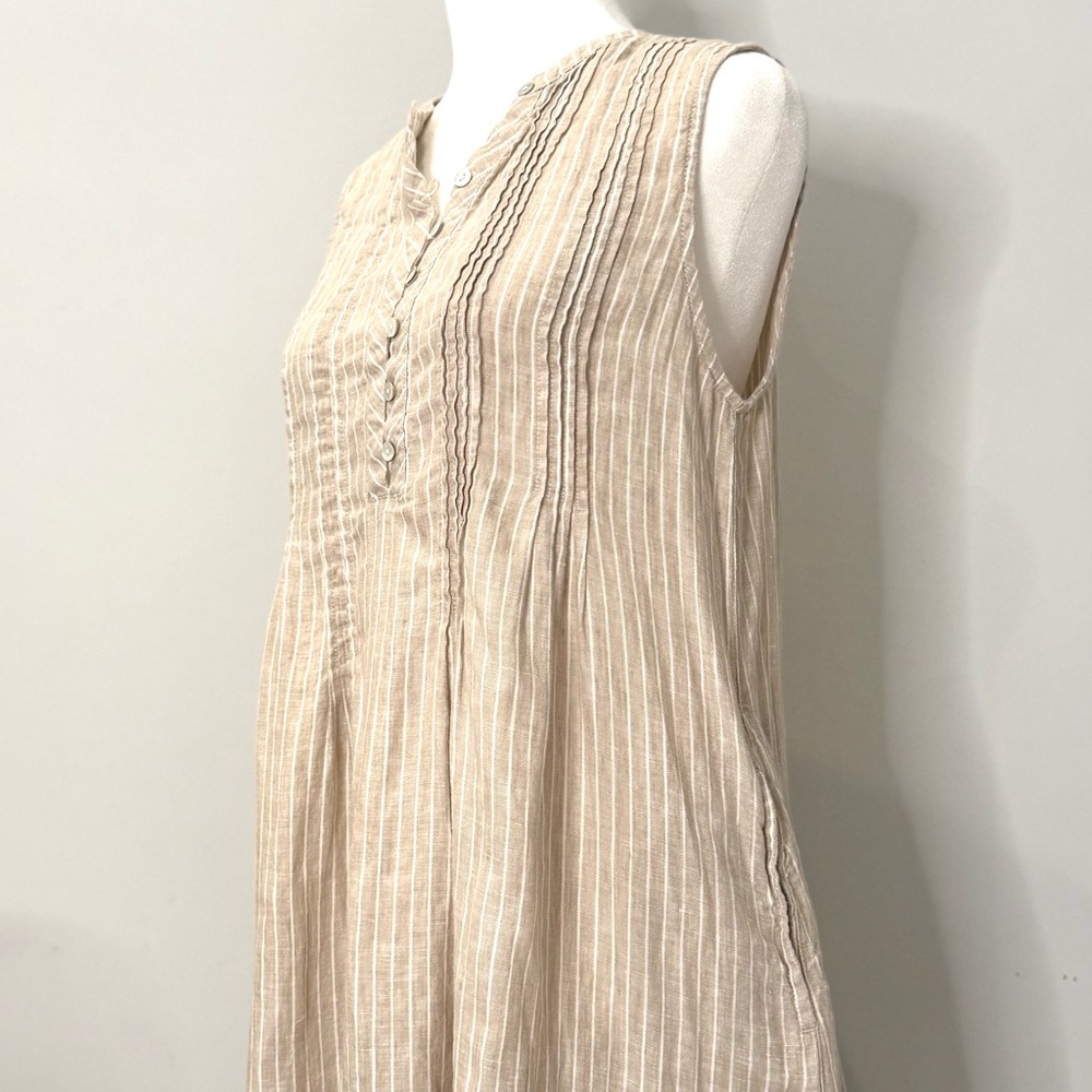 Lucky Brand Beige Striped Sleeveless Dress